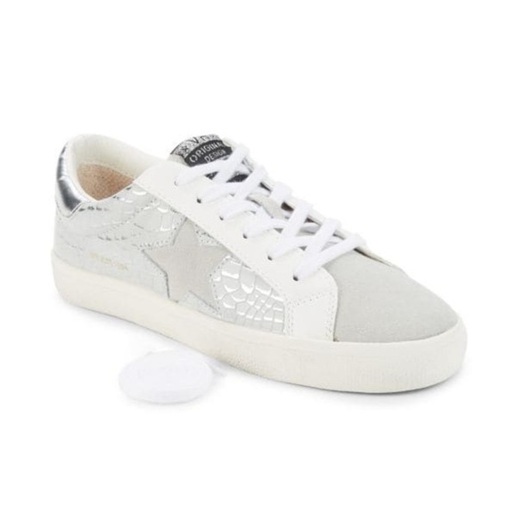 Vintage Havana-Edge Croc Embossed Leather Sneakers-size 7.5 Gray/white-Brand New - Picture 12 of 14